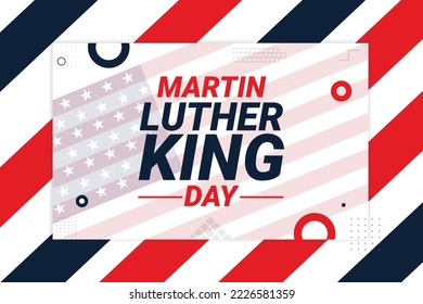 Martin Luther King Day Wallpaper design in Patriotic Colors and the American Flag in the backdrop. Replaceable vector Martin Luther king day background