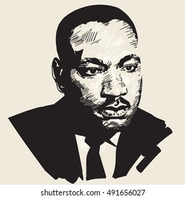 Martin Luther King. Hand drawn vector portrait .