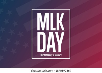 Martin Luther King Jr. Day. MLK. Third Monday in January. Holiday concept. Template for background, banner, card, poster with text inscription. Vector EPS10 illustration