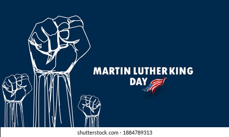 Martin Luther King Jr day with raised fist. Spirit civil rights of blacks together united