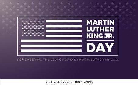 Martin Luther King Jr Day lettering and USA flag on stars background - vector illustration