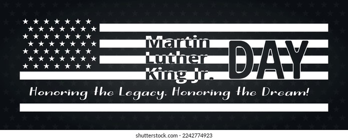 Martin Luther King Jr. Day greeting banner design. MLK Day and american flag  vector