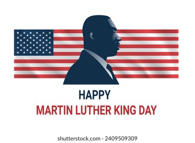 Martin Luther King Jr. Day black man and USA flag MLK banner horizontal