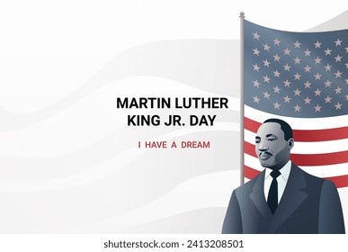 Martin Luther King Jr. Tag schwarzer Mann und US-Flagge MLK-Banner horizontal