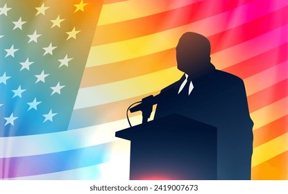 Martin Luther King Jr. Day black man and USA flag MLK banner horizontal