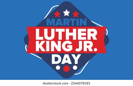 Martin Luther King, Jr. Day. Celebrated annual in United States in January, federal holiday. African American Rights Fighter. Patriotic american elements. Poster, card, banner, background. Vector