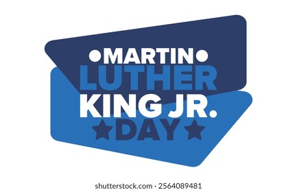 Martin Luther King, Jr. Day. Celebrated annual in United States in January, federal holiday. African American Rights Fighter. Patriotic american elements. Poster, card, banner, background. Vector