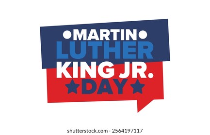 Martin Luther King, Jr. Day. Celebrated annual in United States in January, federal holiday. African American Rights Fighter. Patriotic american elements. Poster, card, banner, background. Vector