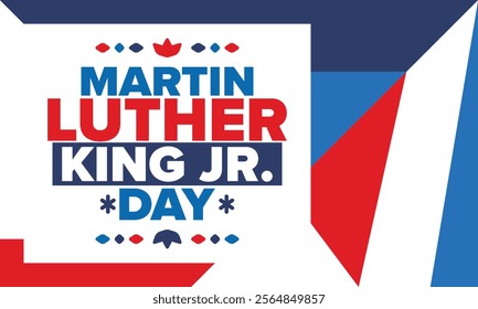 Martin Luther King, Jr. Day. Celebrated annual in United States in January, federal holiday. African American Rights Fighter. Patriotic american elements. Poster, card, banner, background. Vector