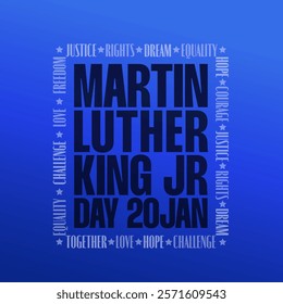 Martin Luther King Jr day text poster. Vector typography design for MLK 2025 holiday. 
