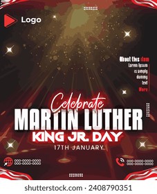 Martin luther king Jr holiday of america with beautiful background | Martin luther king day flyer celebration with instagram and facebook story template | 17th january martin luther king celebration