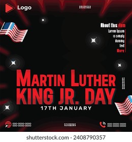 Martin luther king Jr holiday of america with beautiful background | Martin luther king day flyer celebration with instagram and facebook story template | 17th january martin luther king celebration