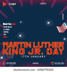 Martin luther king Jr holiday of america with beautiful background | Martin luther king day flyer celebration with instagram and facebook story template | 17th january martin luther king celebration