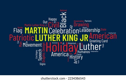 Martin Luther King Jr. word cloud background. Federal awareness Vector illustration design concept.