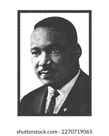 Martin Luther King aparece en una foto en blanco y negro con intaglio y efecto grabado