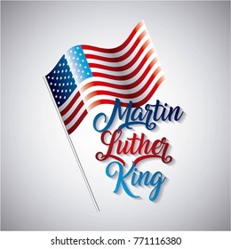 martin luther king usa flag on metallic pole symbol