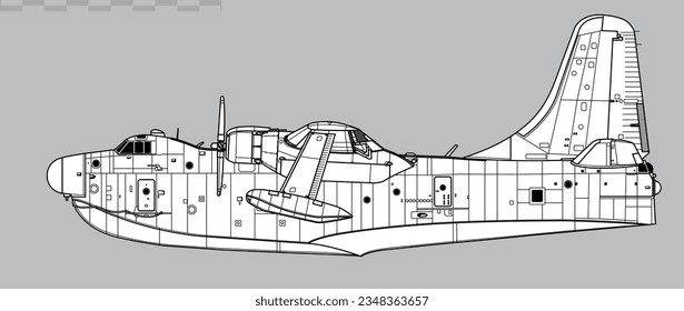 Dibujo vectorial de una lancha patrullera. Vista lateral. Imagen para ilustraciones e infografías.