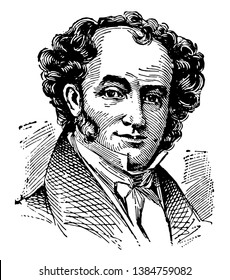 Martin van Buren, 1782-1862, fue el octavo presidente de los Estados Unidos, fundador del partido democrático, y décimo secretario de Estado, dibujo de líneas antiguas o ilustración grabadora