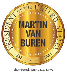 Martin Van Buren 8th president of the United States of America round stamp