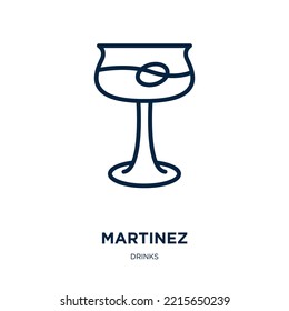 martinez icon from drinks collection. Thin linear martinez, alcohol, martini outline icon isolated on white background. Line vector martinez sign, symbol for web and mobile