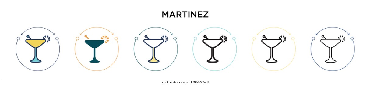 Martinez icon in filled, thin line, outline and stroke style. Vector illustration of two colored and black martinez vector icons designs can be used for mobile, ui, web