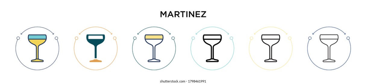 Martinez icon in filled, thin line, outline and stroke style. Vector illustration of two colored and black martinez vector icons designs can be used for mobile, ui, web