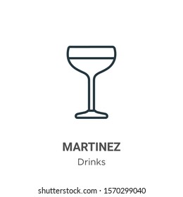 Martinez outline vector icon. Thin line black martinez icon, flat vector simple element illustration from editable drinks concept isolated on white background