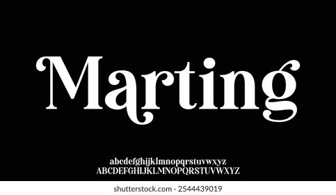 Marting, Número De Letra Elegante Maiúscula E Minúscula E E Comercial. Clássico Lettering minimal Fashion Designs. Tipografia modernas fontes serif conceito vintage decorativo regular. ilustração vetorial
