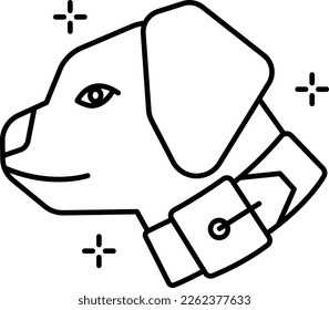 diseño de icono de contorno de vector de collar de martingale, símbolo de mascota y veterinaria, signo de refugio animal, ilustración de critter stock, bulldog con hebilla Concepto de collar