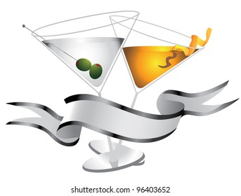 Martini Banner EPS 8 vector, grouped for easy editing. No open shapes or paths.