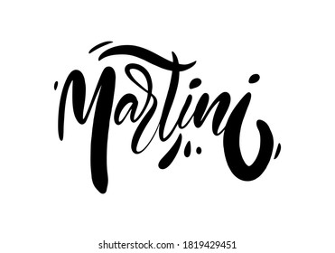 Texto negro de Martini. Caligrafía moderna. Inscripción con letras de mano. Ilustración vectorial. Aislado sobre fondo blanco.