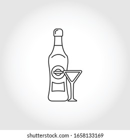 Martini bottle with glass line icon
