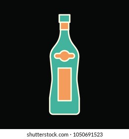 Martini bottle icon. Cartoon Martini bottle vector icon for web design isolated on black background