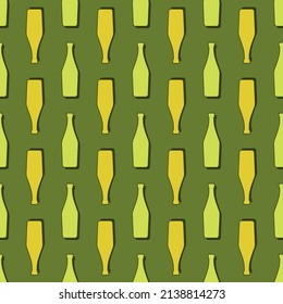 Martini bottles seamless pattern. Line art style. Outline image. Colored repeat template. Party drinks concept. Illustration on color background. Flat design style for any purposes. Vector.
