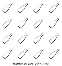 Martini bottles seamless pattern. Line art style. Outline image. Black and white repeat template. Party drinks concept. Illustration on white background. Flat design style for any purposes. Vector.
