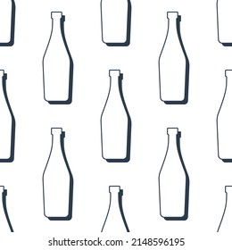 Martini bottles seamless pattern. Line art style. Outline image. Black and white repeat template. Party drinks concept. Illustration on white background. Flat design style for any purposes. Vector.
