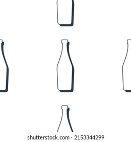 Martini bottles seamless pattern. Line art style. Outline image. Black and white repeat template. Party drinks concept. Illustration on white background. Flat design style for any purposes. Vector.

