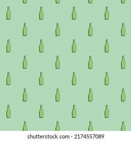 Martini bottles seamless pattern. Line art style. Outline image. Color repeat template. Party drinks concept. Illustration on background. Flat design style for any purposes. Vector.
