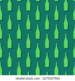 Martini bottles seamless pattern. Line art style. Outline image. Color repeat template. Party drinks concept. Illustration on background. Flat design style for any purposes. Vector.
