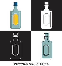 Martini bottles vector isolated on white background. Mock up of Martini bottle glass good in four styles for presentation of Martini labels.