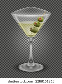 martini cocktail alcoholic drink glass vector illustration isolated on white background