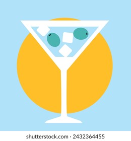 Martini. Cocktail bar. Alcoholic drinks set. Menu design template. Happy Hour. Vector. 