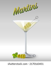 Martini cocktail in the glass illustration