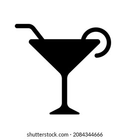 Martini Cocktail Glass Minimal Logo Icon Alcohol Black Flat Pictogram Symbol 