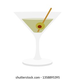 Martini Cocktail Glass With Olive Emoji Vector