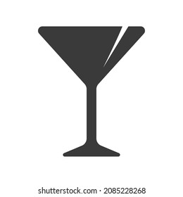 Martini Cocktail Glass Silhouette Minimal Logo Icon Alcohol Black Flat Pictogram Symbol 