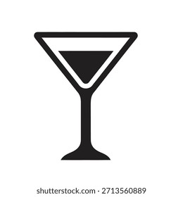 Martini cocktail glass solid black vector icon isolated white background alcohol party celebration nightlife drink beverage bar menu design element graphic illustration