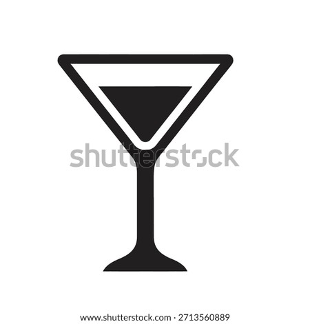 Martini cocktail glass solid black vector icon isolated white background alcohol party celebration nightlife drink beverage bar menu design element graphic illustration