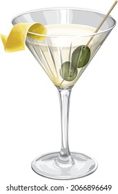 Martini cocktail illustration on white background. Vector file.