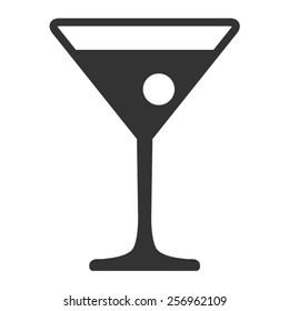 Martini cocktail with olive flat vector icon for food apps and website